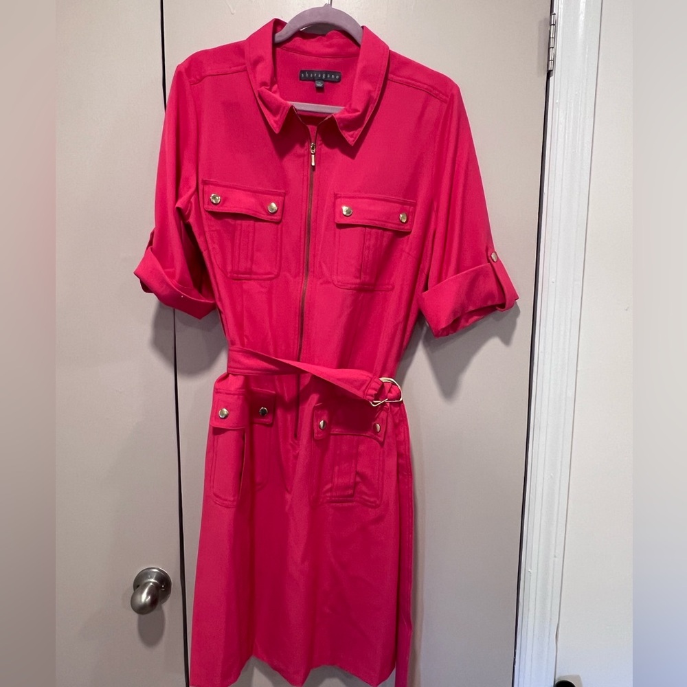 Sharagano Vibrant Pink Dress